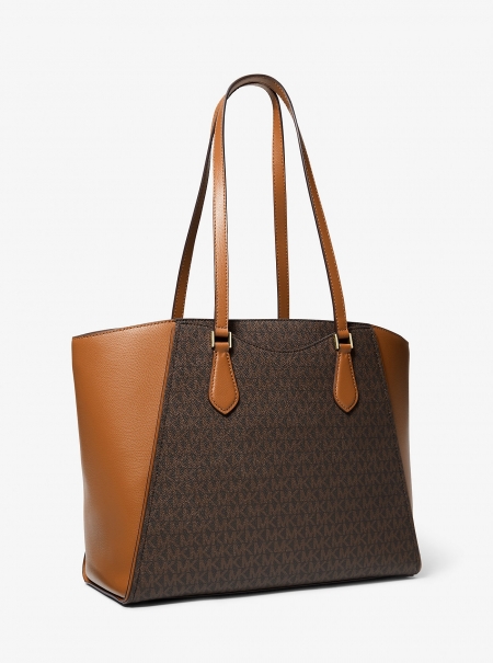 Michael Kors Taryn Large Signature Logo and Leather Tote Bag