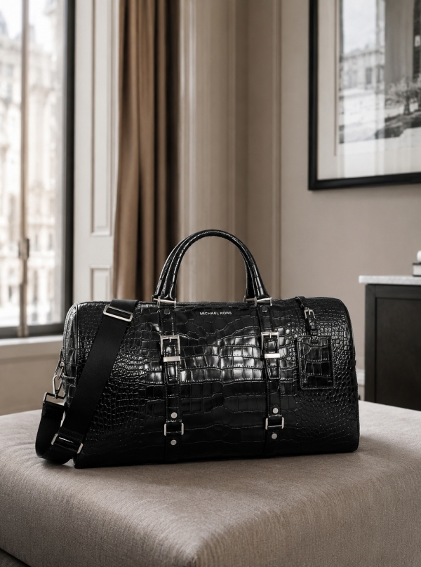 MICHAEL Michael Kors Bedford Travel Extra-Large Metallic Crocodile Embossed Leather Weekender Bag
