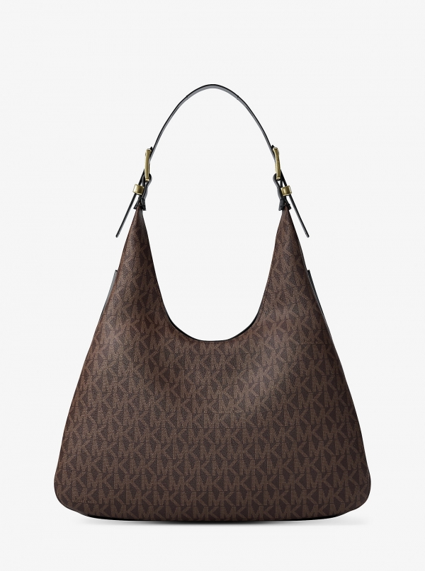 MICHAEL Michael Kors Nolita Large Signature Logo Hobo Shoulder Bag