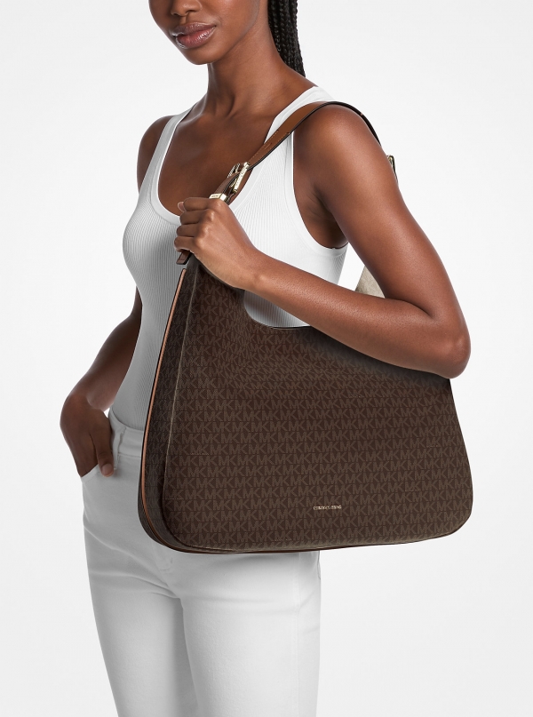 MICHAEL Michael Kors Nolita Large Signature Logo Hobo Shoulder Bag