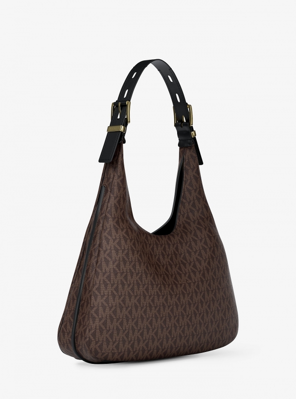 MICHAEL Michael Kors Nolita Large Signature Logo Hobo Shoulder Bag