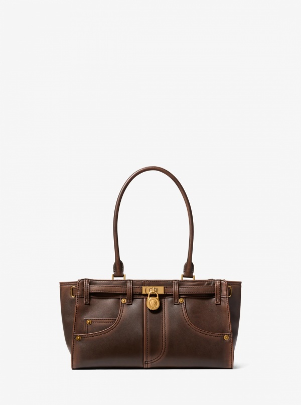 Michael Kors Hamilton Moderne Small Burnished Leather Satchel