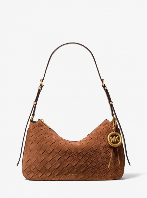 Michael Kors Nolita Medium Hand-Woven Suede Shoulder Bag