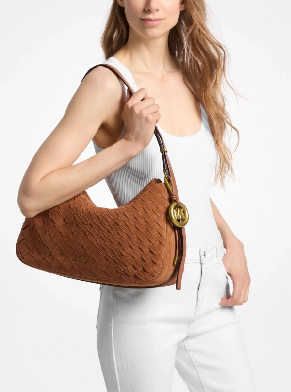 Michael Kors Nolita Medium Hand-Woven Suede Shoulder Bag