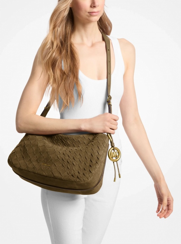 Michael Kors Nolita Medium Hand-Woven Suede Shoulder Bag