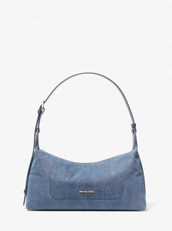 Michael Kors Teddi Medium Washed Denim Slouchy Shoulder Bag