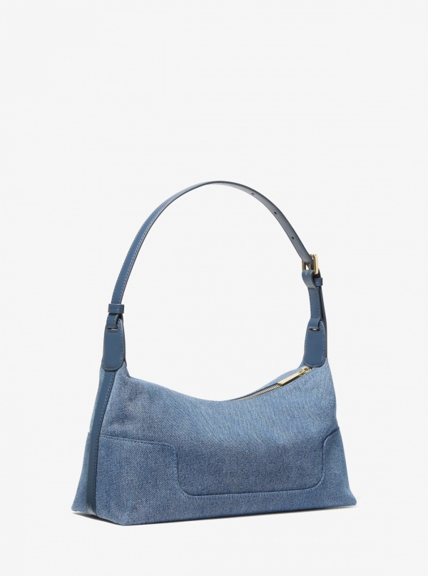 Michael Kors Teddi Medium Washed Denim Slouchy Shoulder Bag
