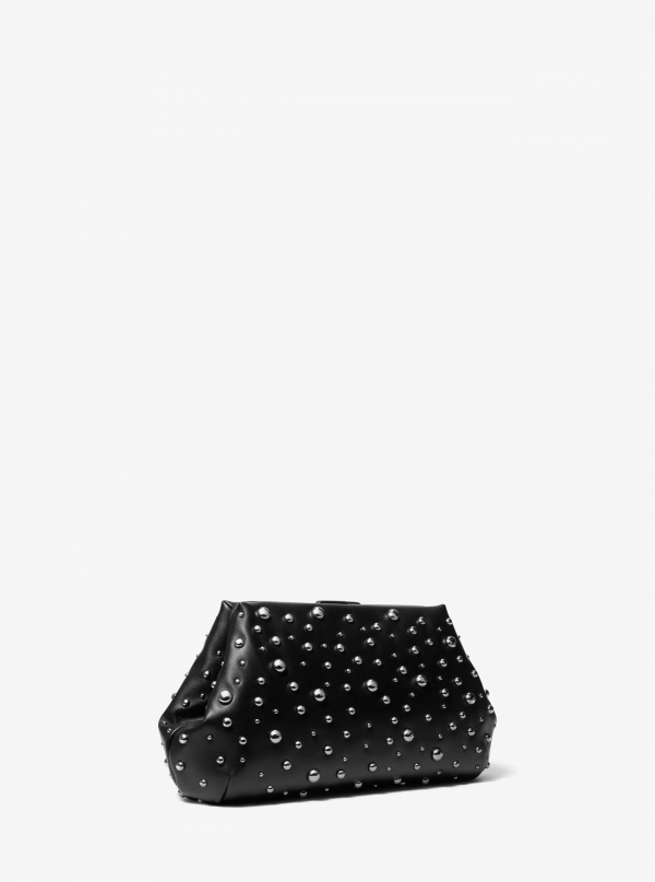 Michael Kors Goldie Large Studded Leather Clutch