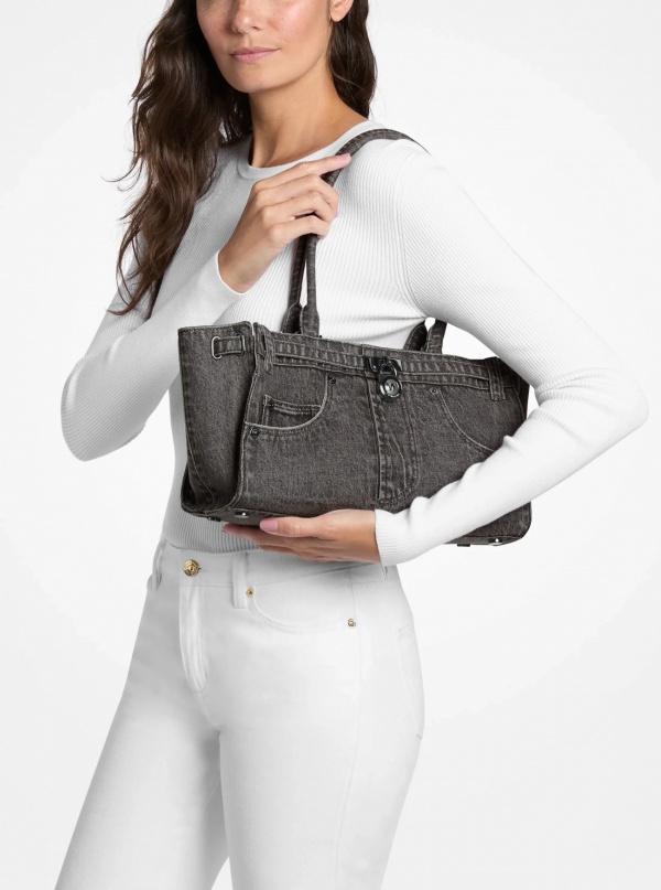 Michael Kors Hamilton Moderne Small Washed Denim Satchel