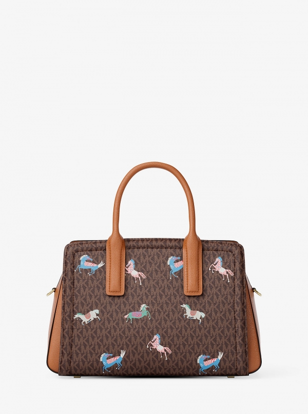 MICHAEL Michael Kors Laila Medium Signature Logo Satchel