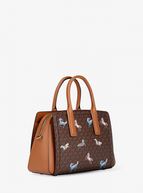 MICHAEL Michael Kors Laila Medium Signature Logo Satchel