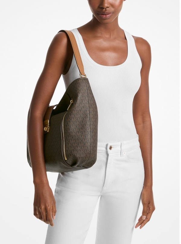MICHAEL Michael Kors Addie Large Signature Logo Shoulder Bag