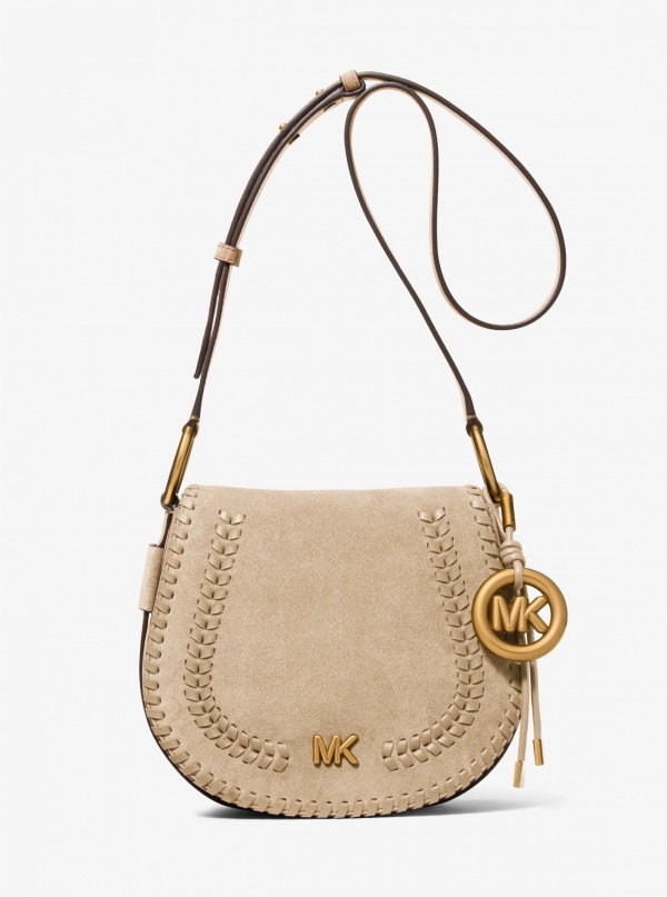 Michael Kors Josie Medium Whipstitched Suede Saddle Bag