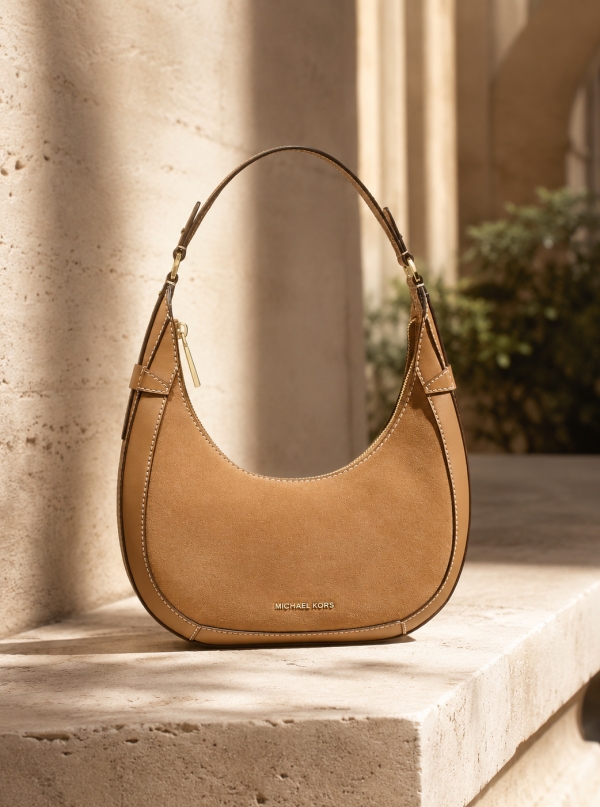 MICHAEL Michael Kors Preston Small Suede Crescent Shoulder Bag