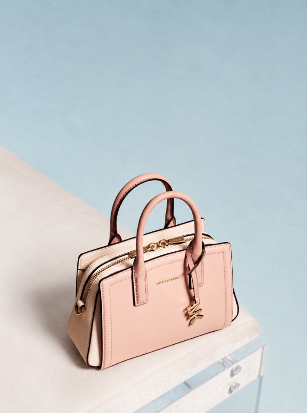 MICHAEL Michael Kors Laila Small Color-Block Pebbled Leather Satchel