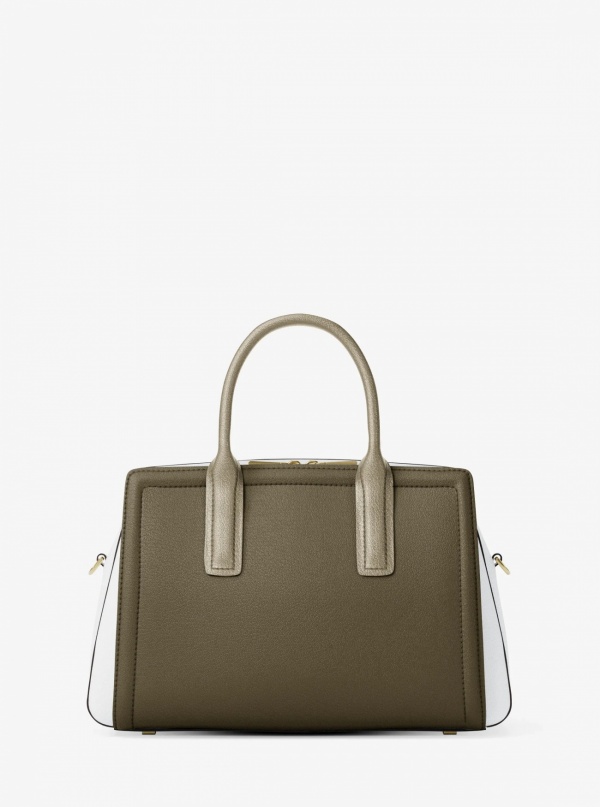 Michael Kors Laila Medium Color-Block Pebbled Leather Satchel