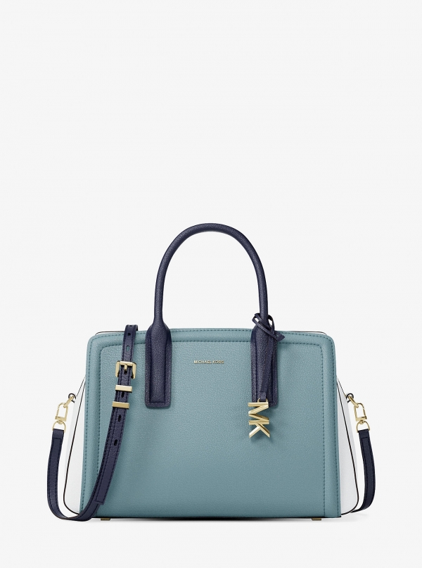 MICHAEL Michael Kors Laila Medium Color-Block Pebbled Leather Satchel
