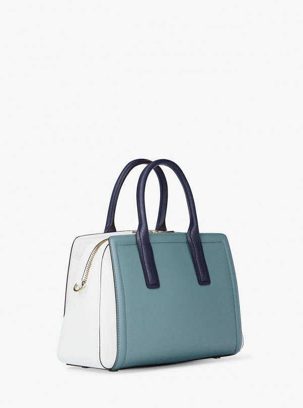 MICHAEL Michael Kors Laila Medium Color-Block Pebbled Leather Satchel