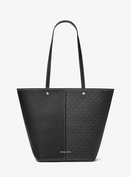 MICHAEL Michael Kors Flora Large Signature Logo and Leather Tote Bag
