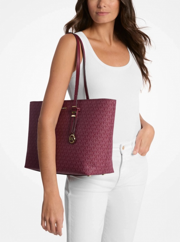 MICHAEL Michael Kors Quinn Large Signature Logo and Leather Tote Bag