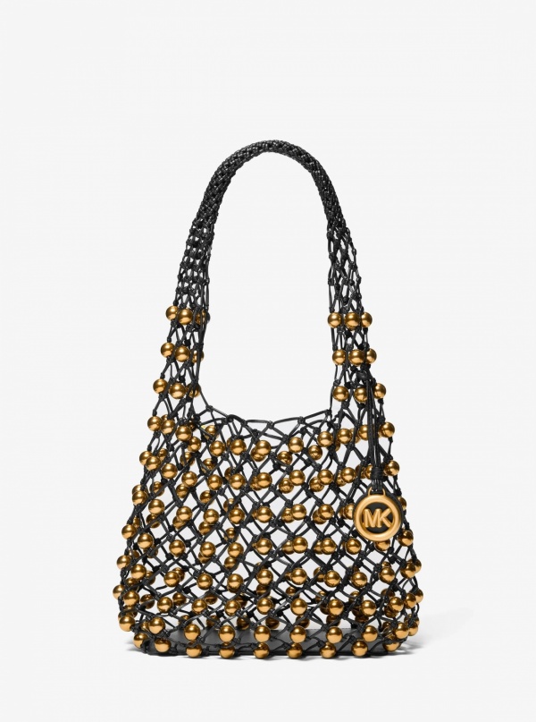 Limited-Edition Gwen Small Studded Hand-Woven Leather Hobo Shoulder Bag
