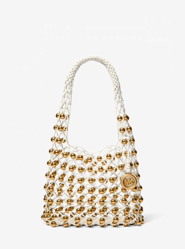 Limited-Edition Gwen Small Studded Hand-Woven Leather Hobo Shoulder Bag