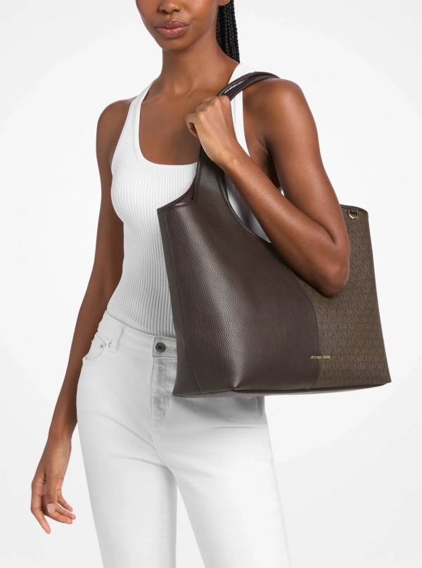 Michael Kors Henly Large Signature Logo and Textured Tote Bag