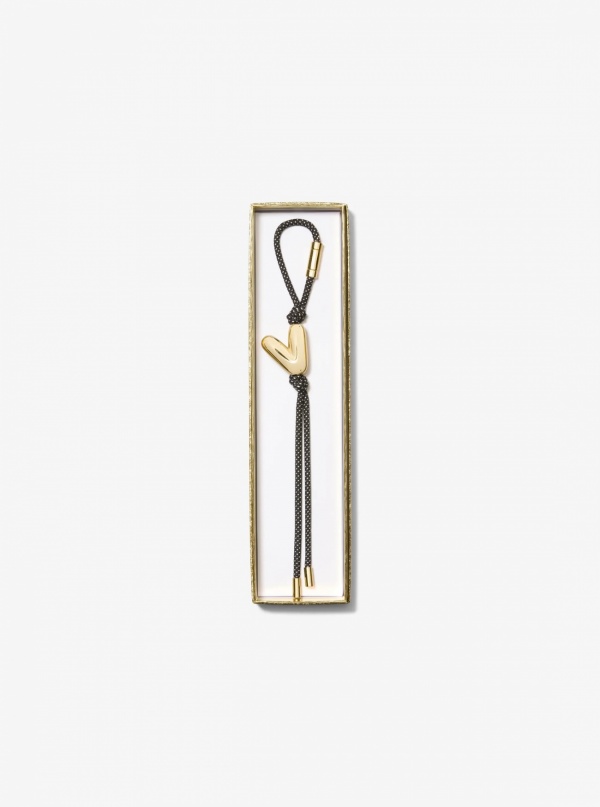Michael Kors Initial Gold-Tone and Speckled Cord Bag Charm