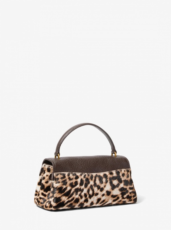 Michael Kors Hamilton Moderne Extra-Small Leather and Leopard Print Calf Hair Slouchy Crossbody Bag