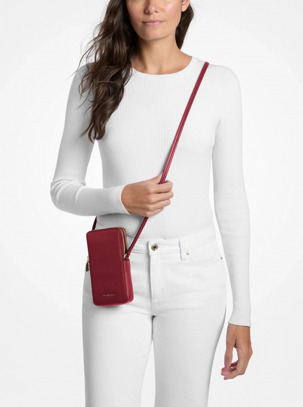 Michael Kors Jet Set Small Pebbled Leather Smartphone Crossbody Bag