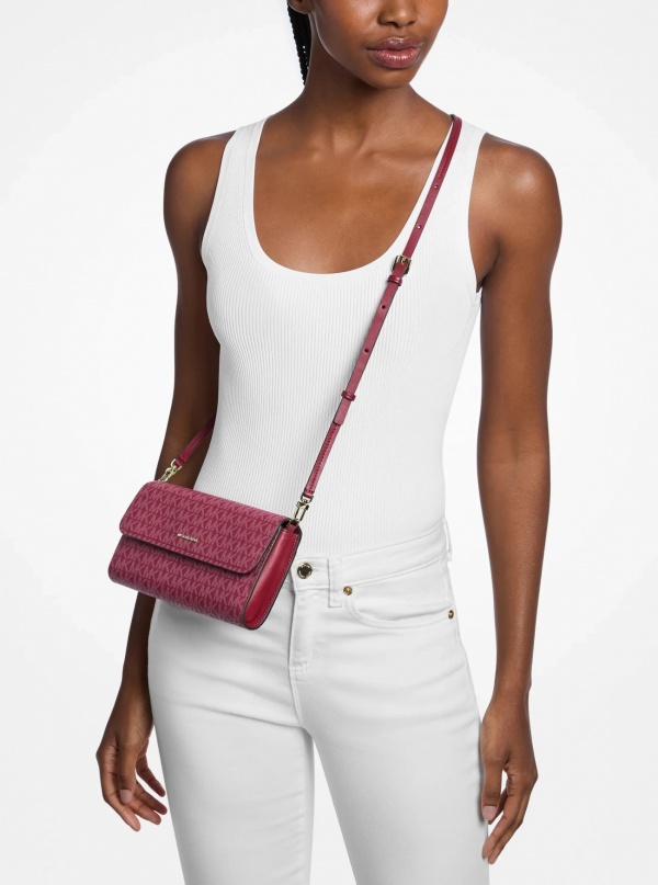 Michael Kors Jet Set Small Signature Logo Convertible Crossbody Bag