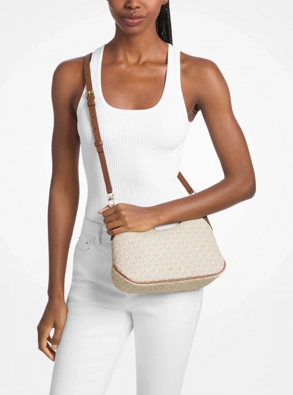 Michael Kors Jet Set Medium Signature Logo Convertible Crossbody Bag