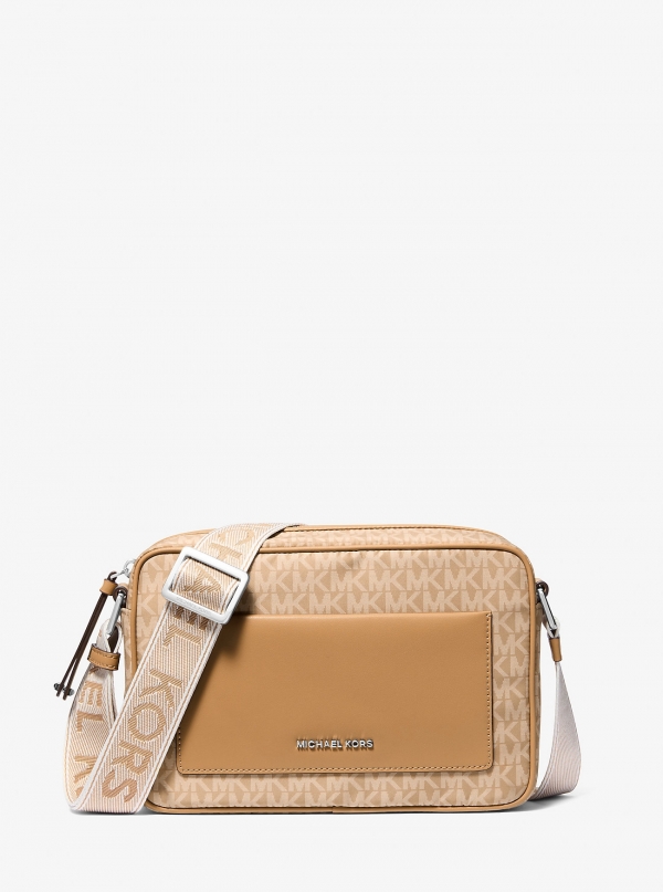 MICHAEL Michael Kors Jet Set Large Signature Logo Print Woven Crossbody Bag