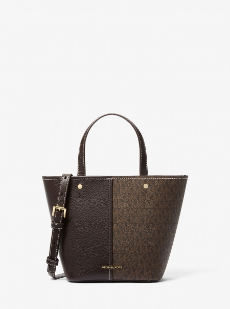 MICHAEL Michael Kors Flora Medium Signature Logo and Pebbled Leather Crossbody Bag