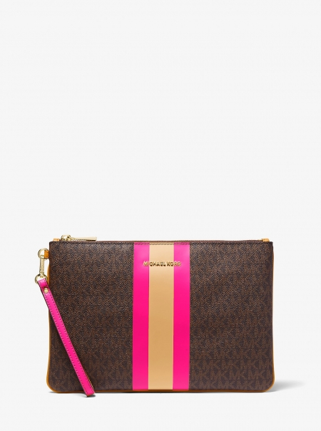 Michael Kors Large Logo Stripe Zip Pouch
