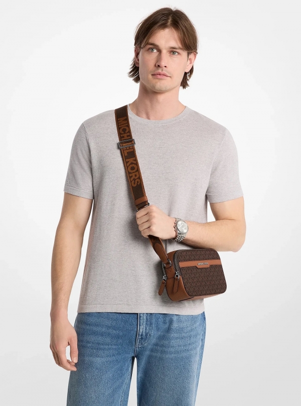 Michael Kors Mens Hudson Signature Logo Camera Crossbody Bag