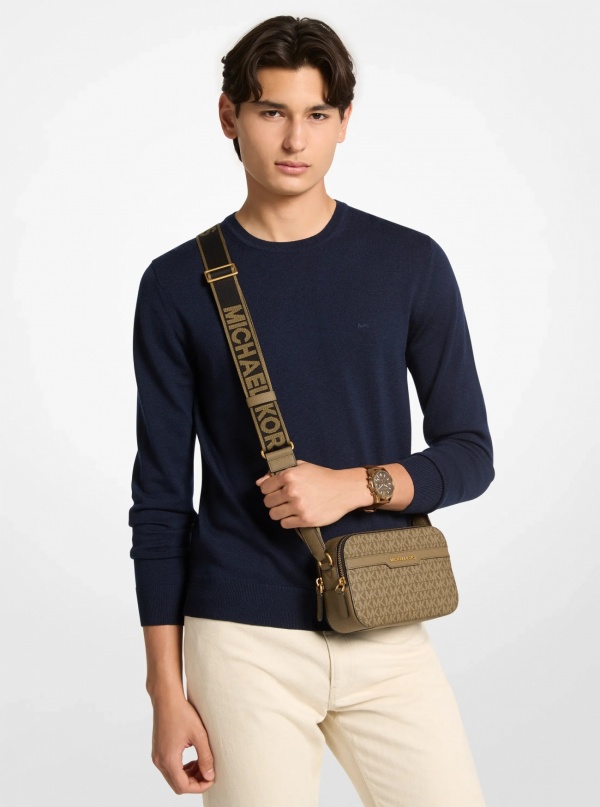 Michael Kors Mens Hudson Signature Logo Camera Crossbody Bag