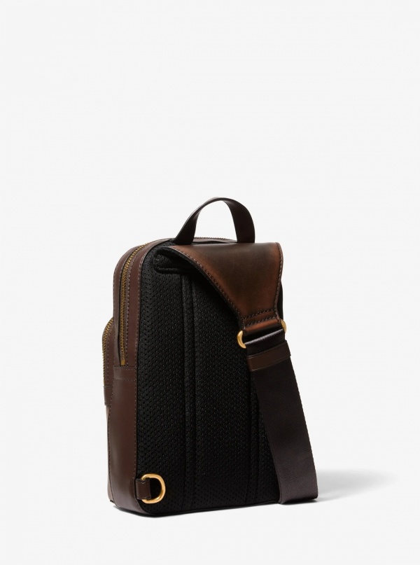 Michael Kors Mens Hudson Burnished Leather Sling Bag