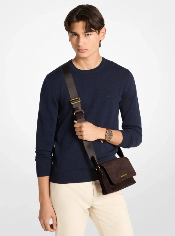 Michael Kors Mens Hudson Mini Suede Messenger Bag