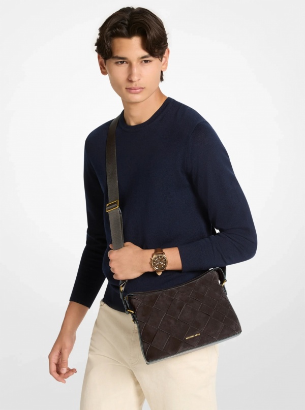 Michael Kors Mens Nicholas Suede Crossbody Messenger