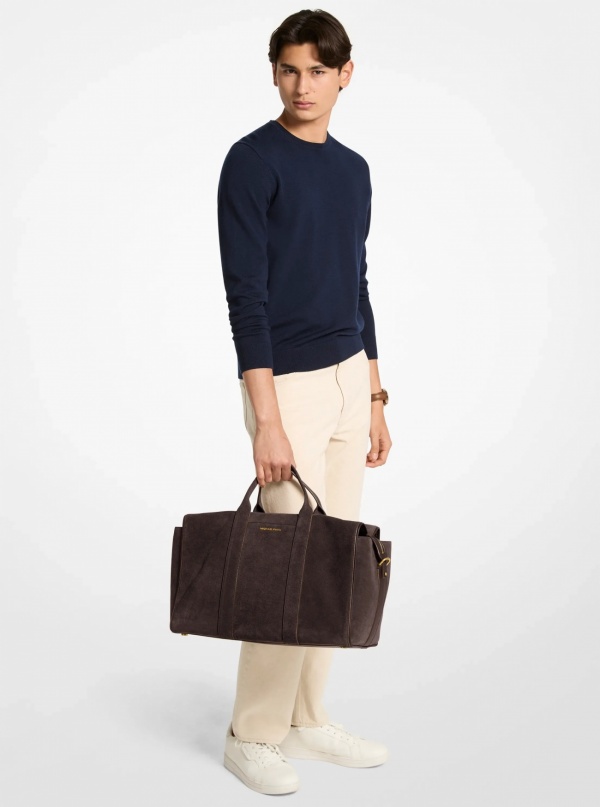 Michael Kors Mens Nicholas Medium Suede Slouch Duffel Bag