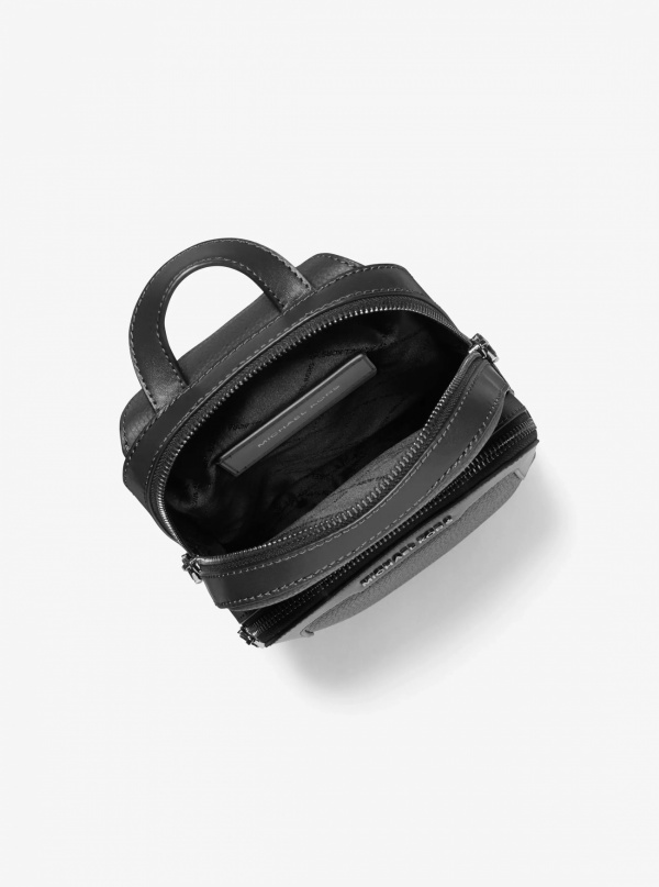 Michael Kors Mens Hudson Medium Pebbled Leather Double-Zip Sling Bag