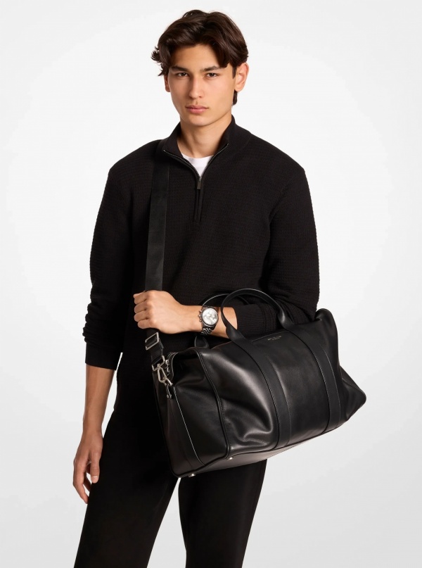 Michael Kors Mens Nicholas Medium Leather Slouch Duffel Bag