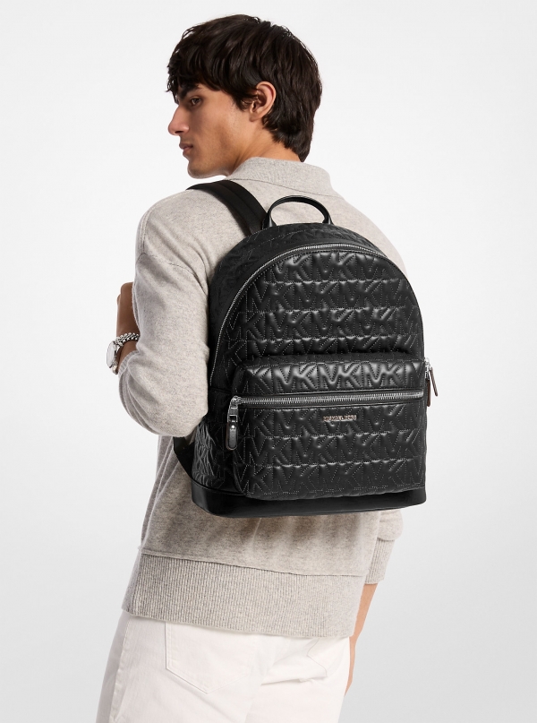 Michael Kors Mens Hudson Medium Logo Embossed Dome Backpack