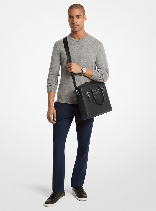 Michael Kors Mens Jet Set Pebbled Leather Briefcase