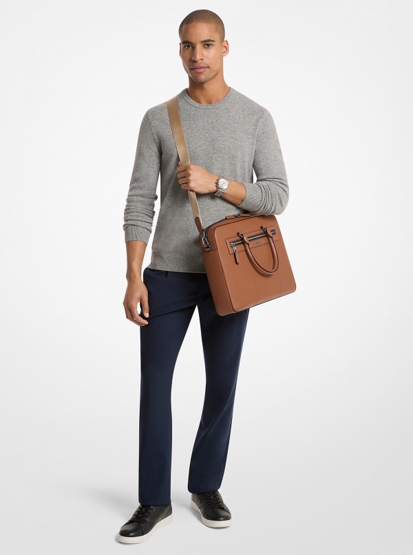 Michael Kors Mens Jet Set Pebbled Leather Briefcase