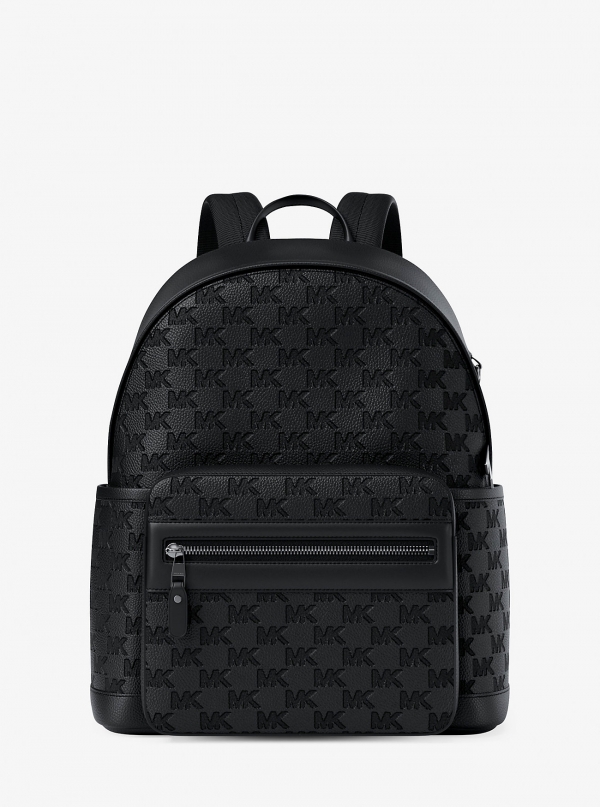 Michael Kors Mens Jet Set Medium Logo Debossed Pebbled Leather Backpack