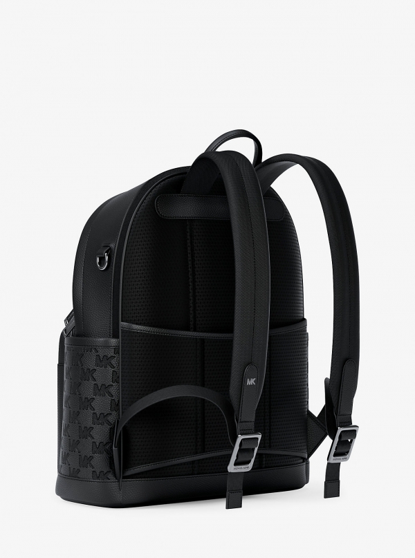 Michael Kors Mens Jet Set Medium Logo Debossed Pebbled Leather Backpack
