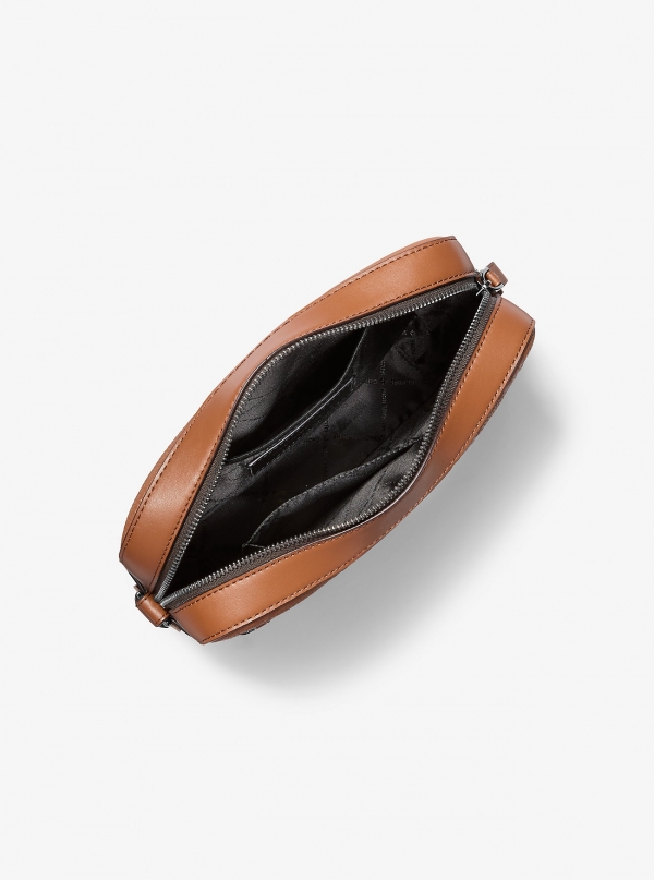 Michael Kors Mens Jet Set Logo Embossed Leather Crossbody Bag