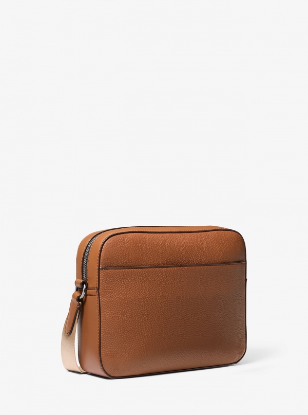 Michael Kors Mens Jet Set Logo Embossed Leather Crossbody Bag